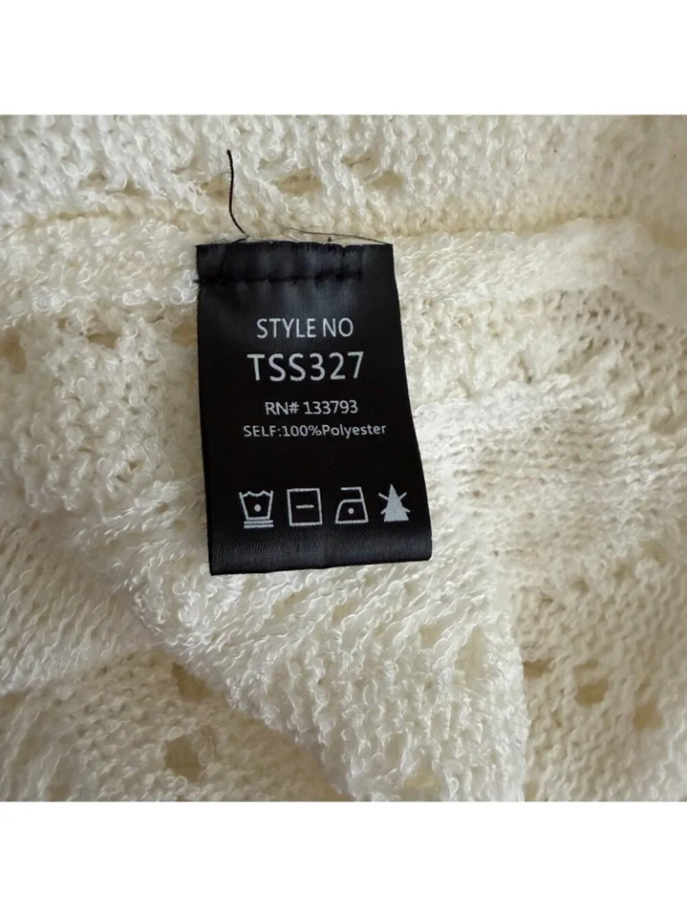 POL Womens Size Large Ivory Open Chunky Knit Sweater Oversized Bell Sleeves